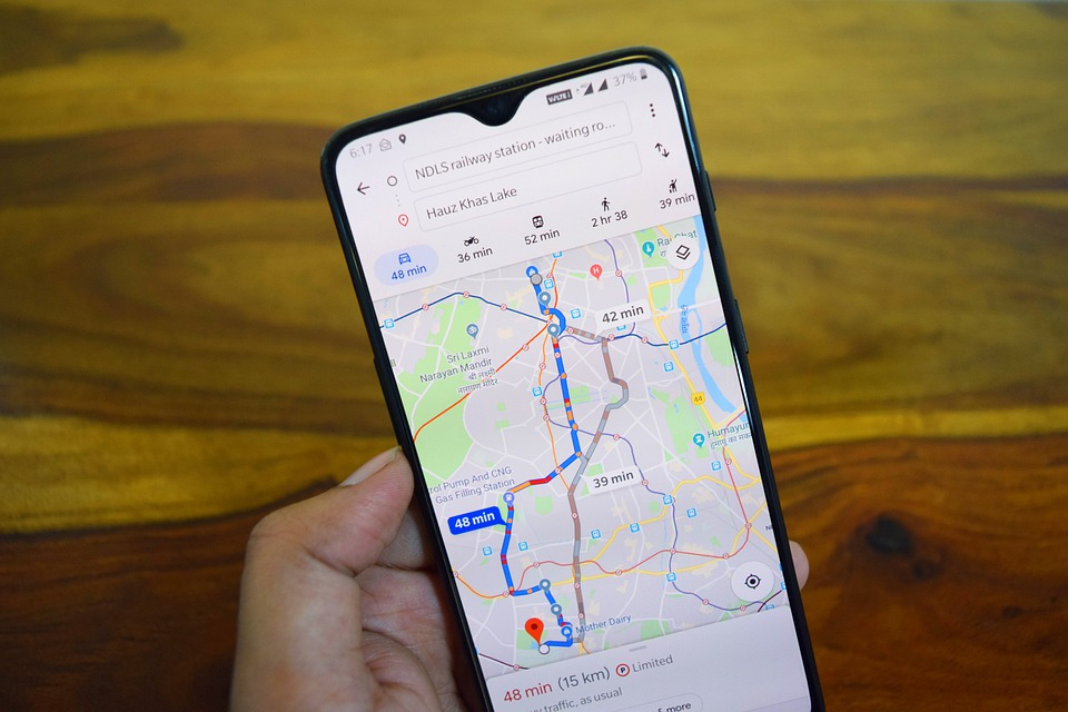 Google Maps app opened on smartphone